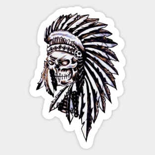 Native American Indian Skull Headdress Sticker